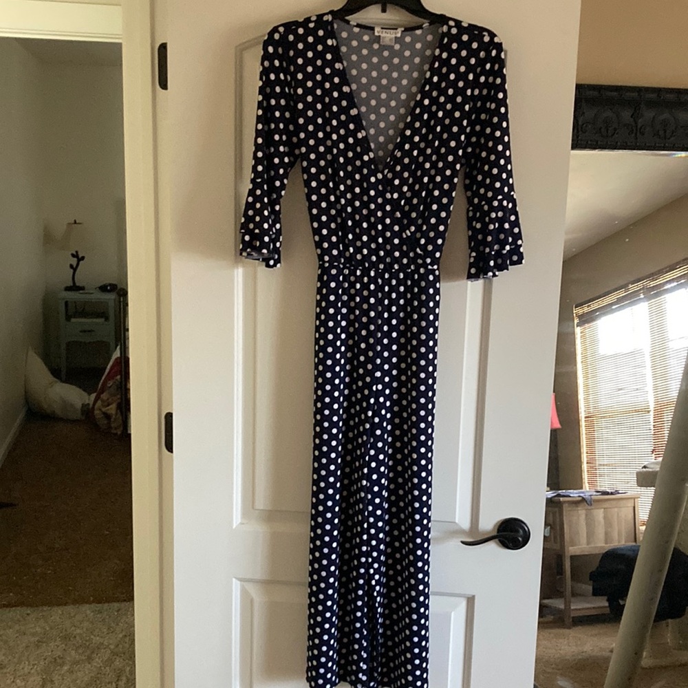 Navy blue polka dot jumpsuit